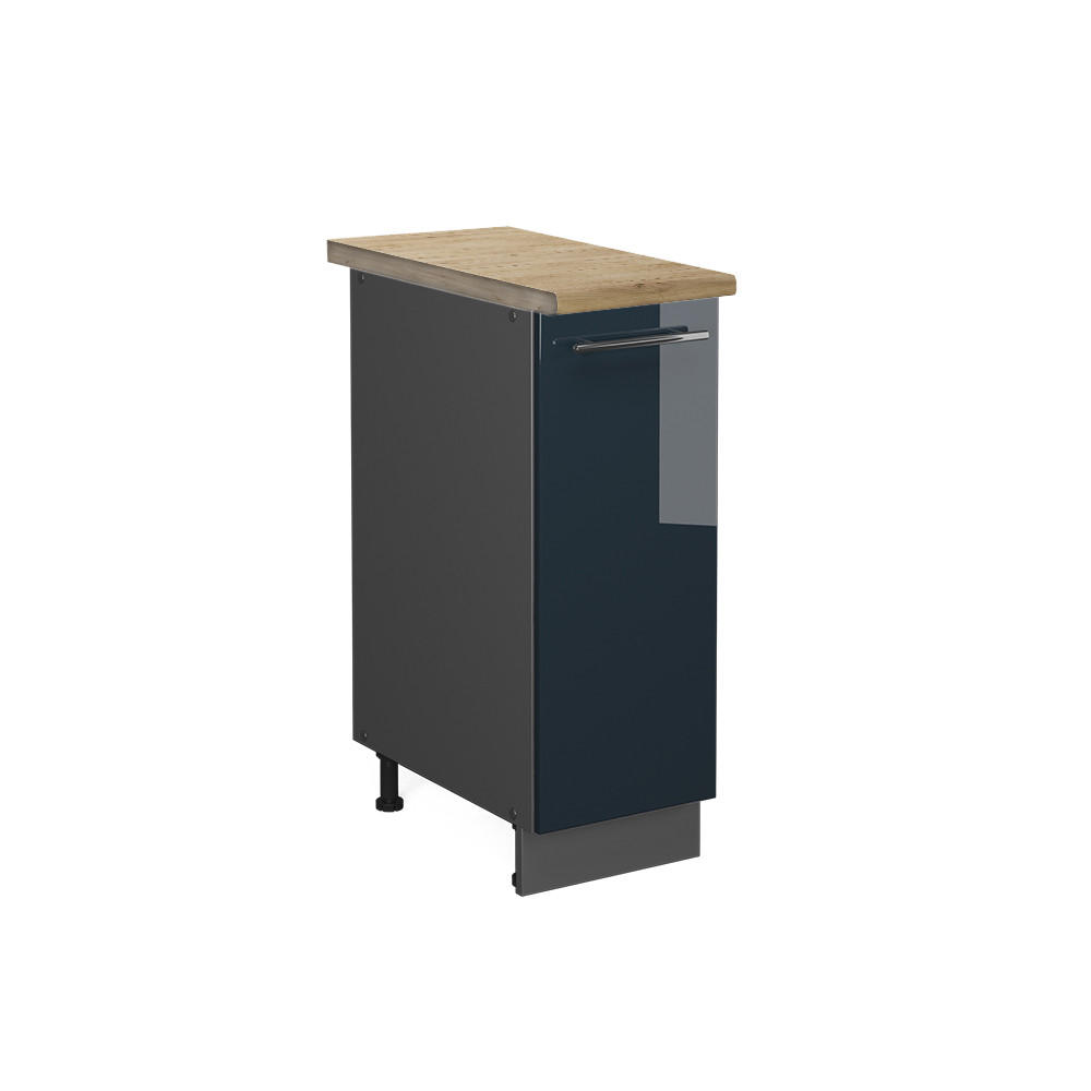 APOTHEKERSCHRANK Fame-Line Dunkelblau Hochglanz 30 cm, AP Eiche - Anthrazit/Dunkelblau, Holzwerkstoff (30/82/60cm) - Vicco