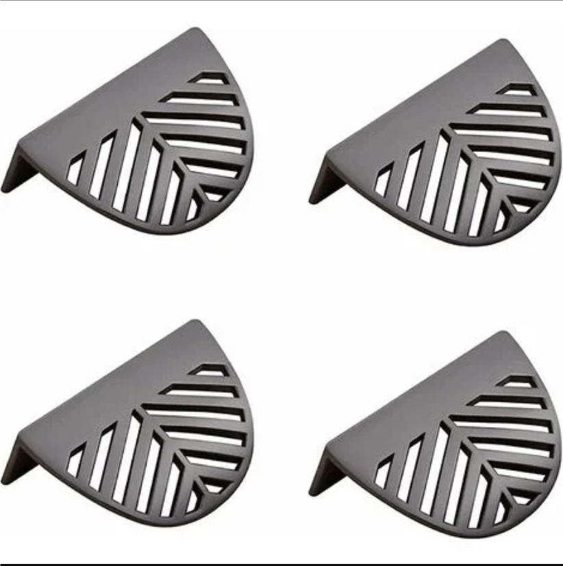 LOT de 4 poignées de meuble en forme de feuille en laiton doré pour meubles de cuisine en laiton - Noir - Multicolor, Textil (0.4/2/0.6cm)