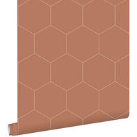 TAPETE Wabenmuster 53 cm x 10.05 m - Terracotta, Papier (53/1000cm) - ESTAhome