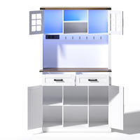 BUFFET 99/40/172 cm Weiß mit LED-Beleuchtung und 2 Schubladen - Weiß, Holz (100/172/40cm) - Oxeza