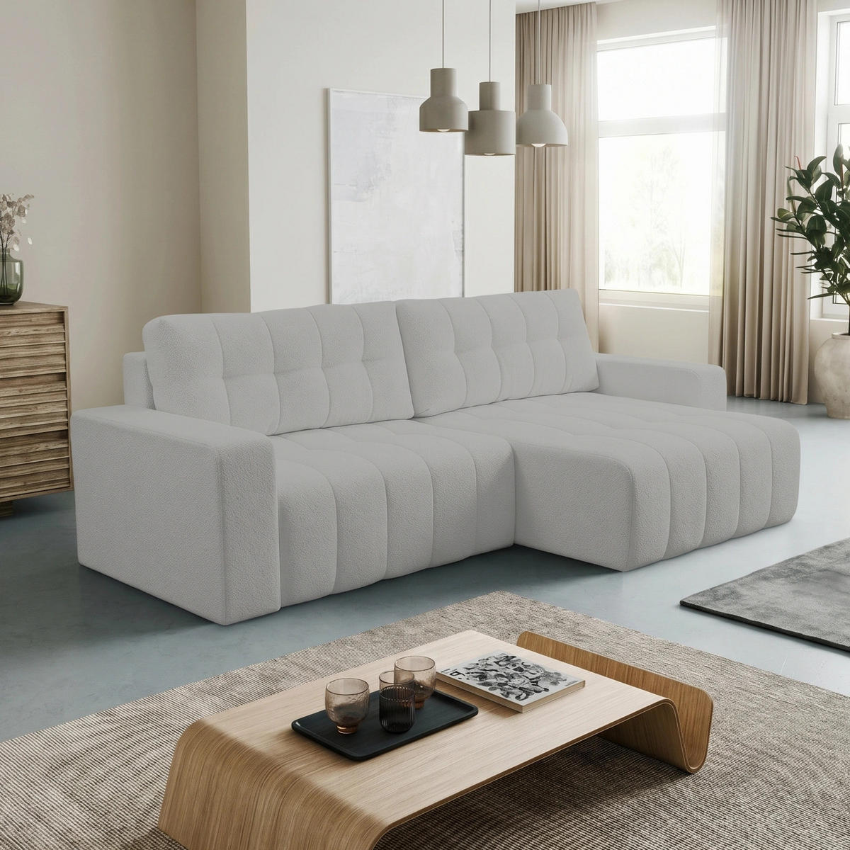 ECKSOFA Palermo mit Schlaffunktion und Bettkasten - Grau, Holz/Holzwerkstoff (245/143cm) - Ravio