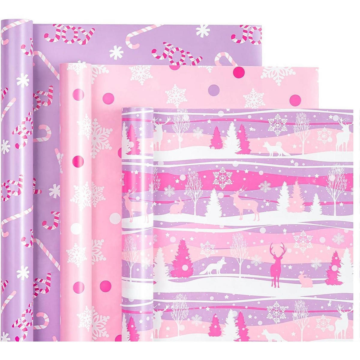 GESCHENKPAPIER 3 Rollen 43,2 cm x 3 m Weihnachtsdesign - Multicolor, Papier (4/44/10cm)