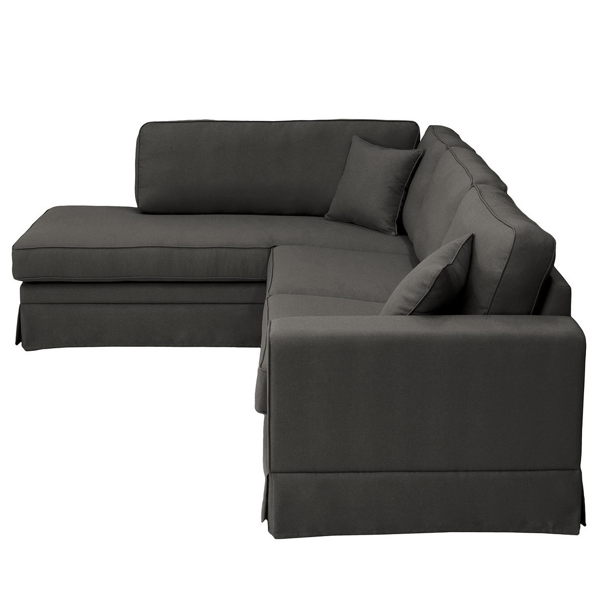 ECKSOFA mit Husse - Ottomane, Webstoff - Anthrazit/Schwarz, Kunststoff/Textil (297/210cm) - home24