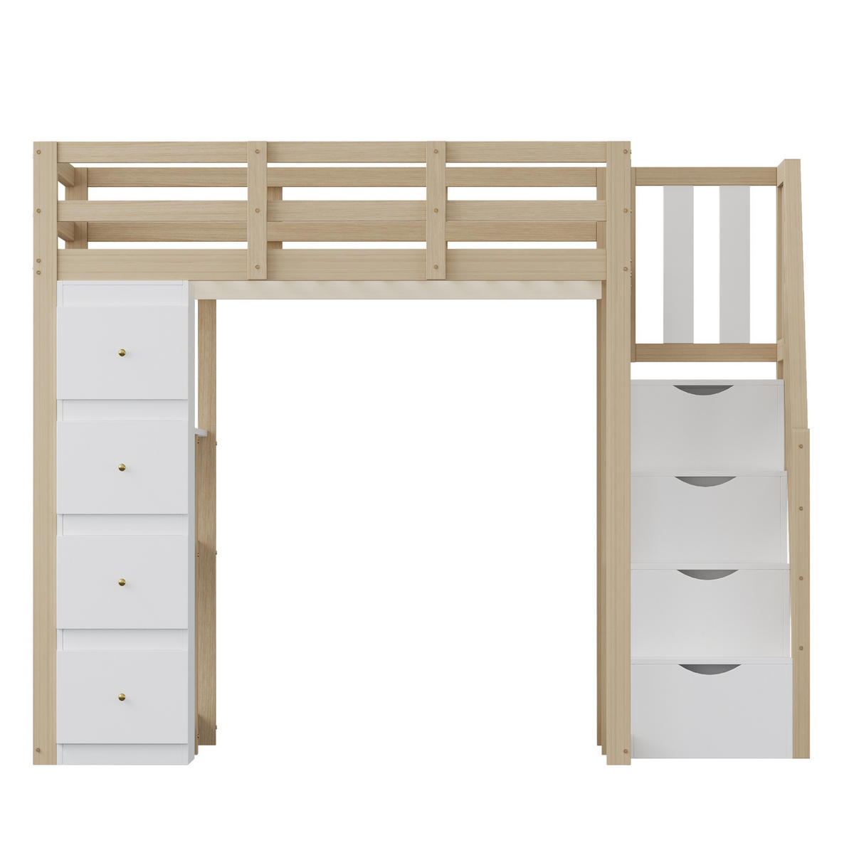 HOCHBETT 140/200 cm mit Stauraum, Sicherheitsleiter und Regalen aus Holzwerkstoff, Natur/Weiß - Weiß, Holzwerkstoff (140/200cm) - Redom