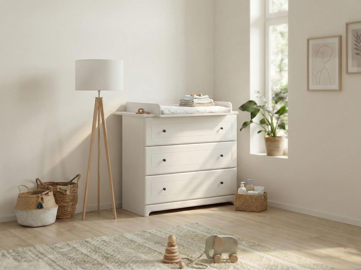 BABYZIMMER SET Thilo 2-tlg. Wickelkommode Babybett - Schwarz/Weiß, Holzwerkstoff/Metall (1/1/1cm) - arthur berndt