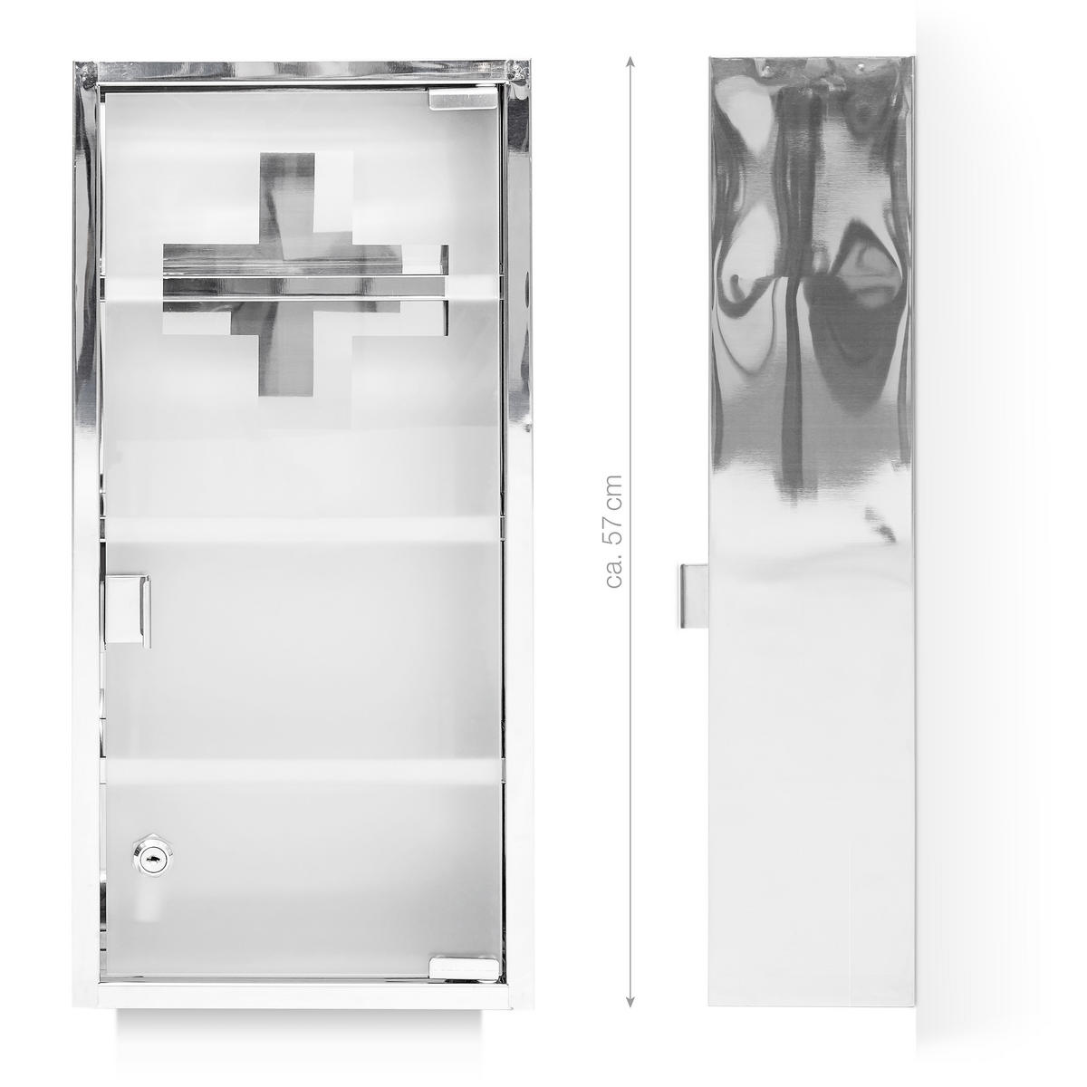 MEDIZINSCHRANK - Silberfarben, Glas/Metall (27/57/12cm) - Relaxdays