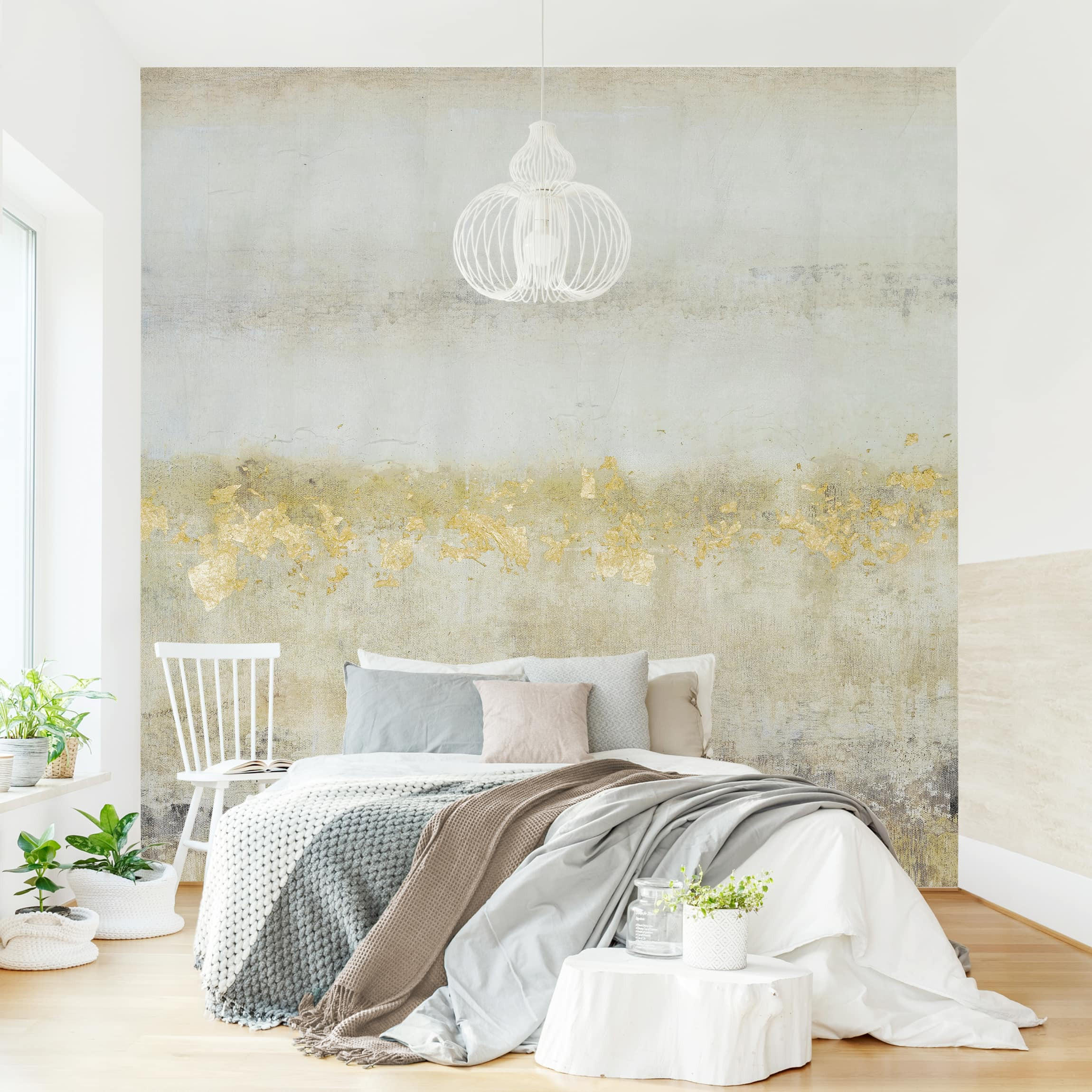 FOTOTAPETE Goldene Farbfelder I 288/288 cm - Weiß, Papier (288/288cm) - Bilderwelten