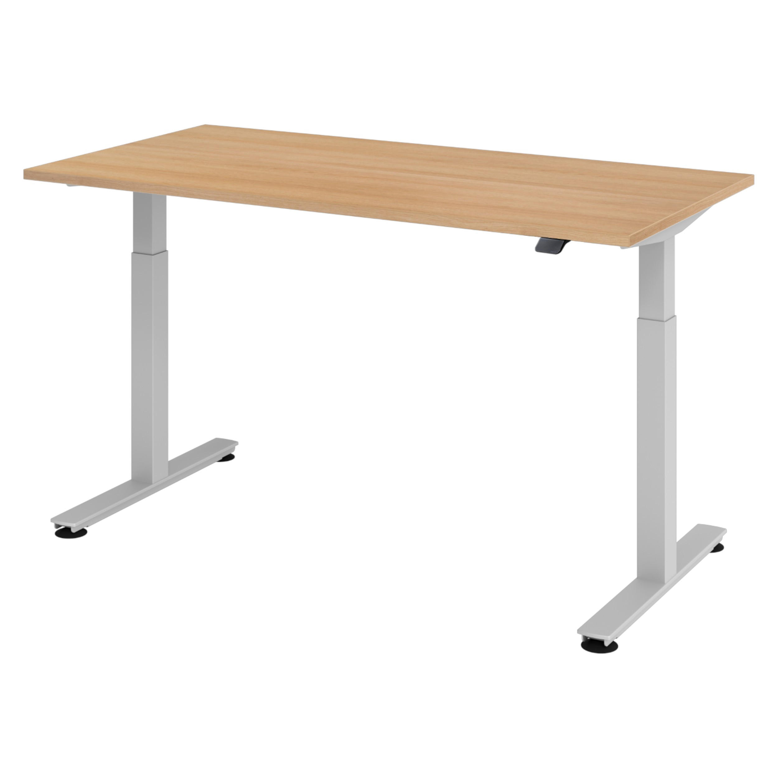 SCHREIBTISCH elektrisch XMST 80/160/74 cm in Eichefarben/Silberfarben - Eichefarben/Silberfarben, Holzwerkstoff (80/160/74cm) - bümö