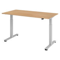 SCHREIBTISCH elektrisch XMST 80/160/74 cm in Eichefarben/Silberfarben - Eichefarben/Silberfarben, Holzwerkstoff (80/160/74cm) - bümö
