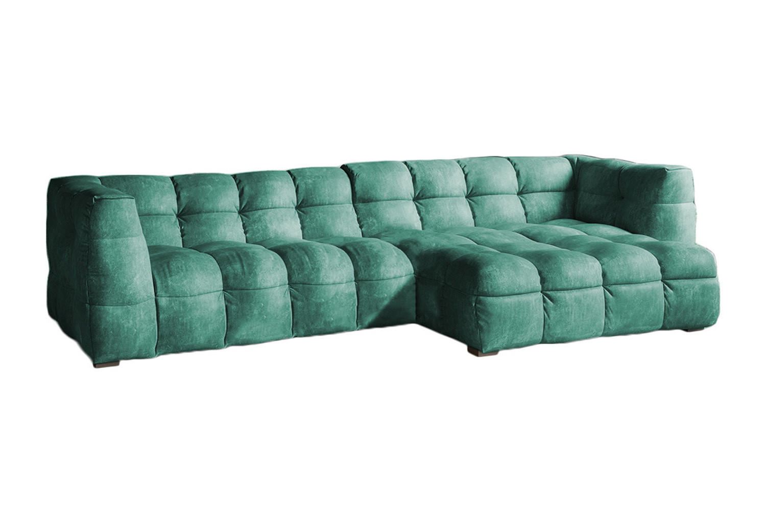 ECKSOFA RIO Petrol Velvet - Petrol/Schwarz, Textil (319/170cm) - KAWOLA