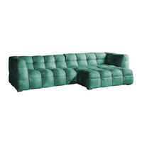 ECKSOFA RIO Petrol Velvet - Petrol/Schwarz, Textil (319/170cm) - KAWOLA
