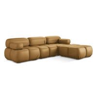 ECKSOFA Beidseitig Kunstleder Braun - Cognac/Schwarz, Leder/Kunststoff (285/191cm) - Makamii