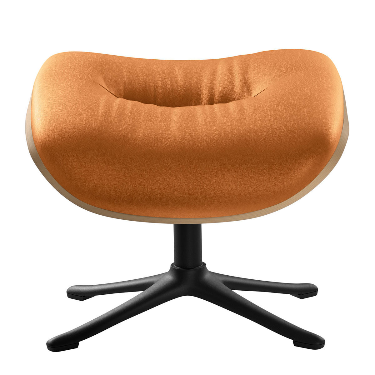 POLSTERHOCKER - Cognac/Schwarz, Leder/Metall (44/39/42cm) - home24