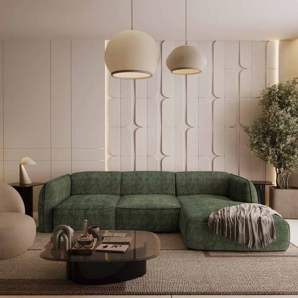 Thumbnail - Sia Home Ecksofa, Olivgrün, Textil, 5-Sitzer, L-Form, Ottomane rechts, 272x165 cm, Wohnzimmer, Sofas & Couches, Wohnland...