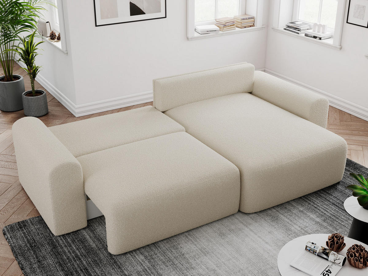 ECKSOFA NELSON Beige Boucle - Beige/Schwarz, Kunststoff/Textil (274/152cm) - MKS