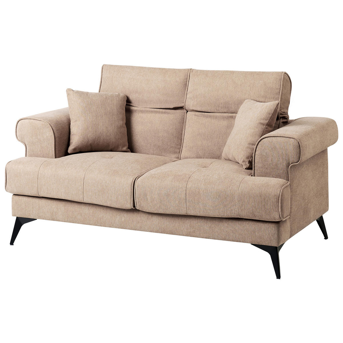 POHOVKA 2-místná Látka Světle hnědá Skive - světle hnědá, textil (160/88/85cm) - Beliani