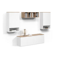 WOHNWAND Piave Weiß/Sonoma 5 Teile - Weiß/Sonoma Eiche, Holzwerkstoff (80/50/40cm) - Livinity®