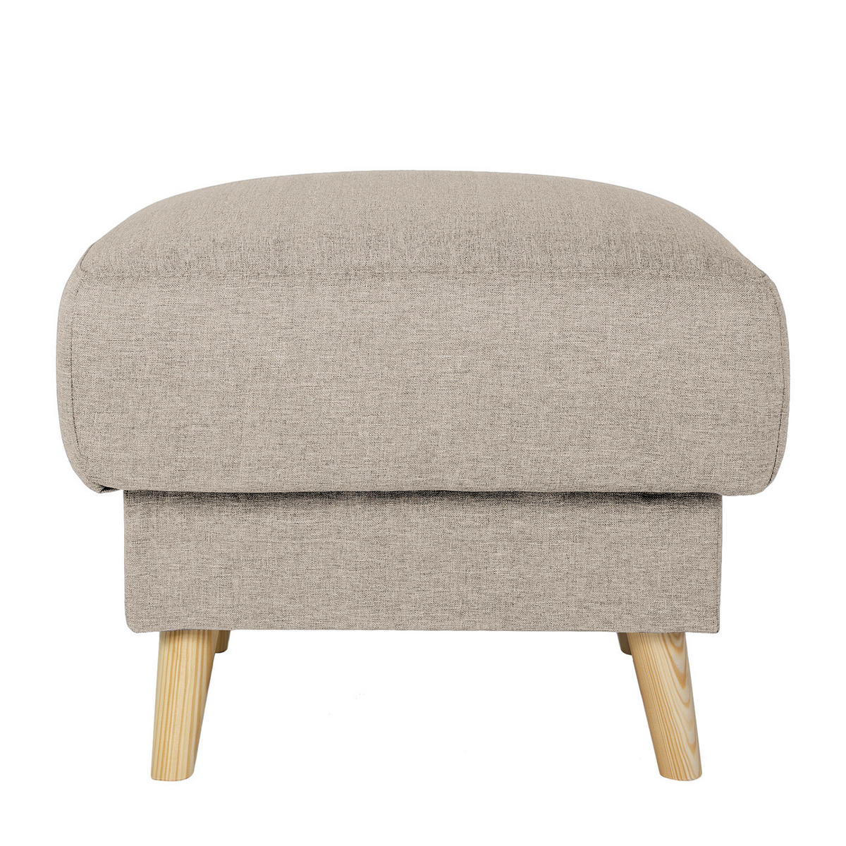 POLSTERHOCKER - Webstoff - Hellbraun/Cappuccino, Holz/Textil (77/46/62cm) - home24