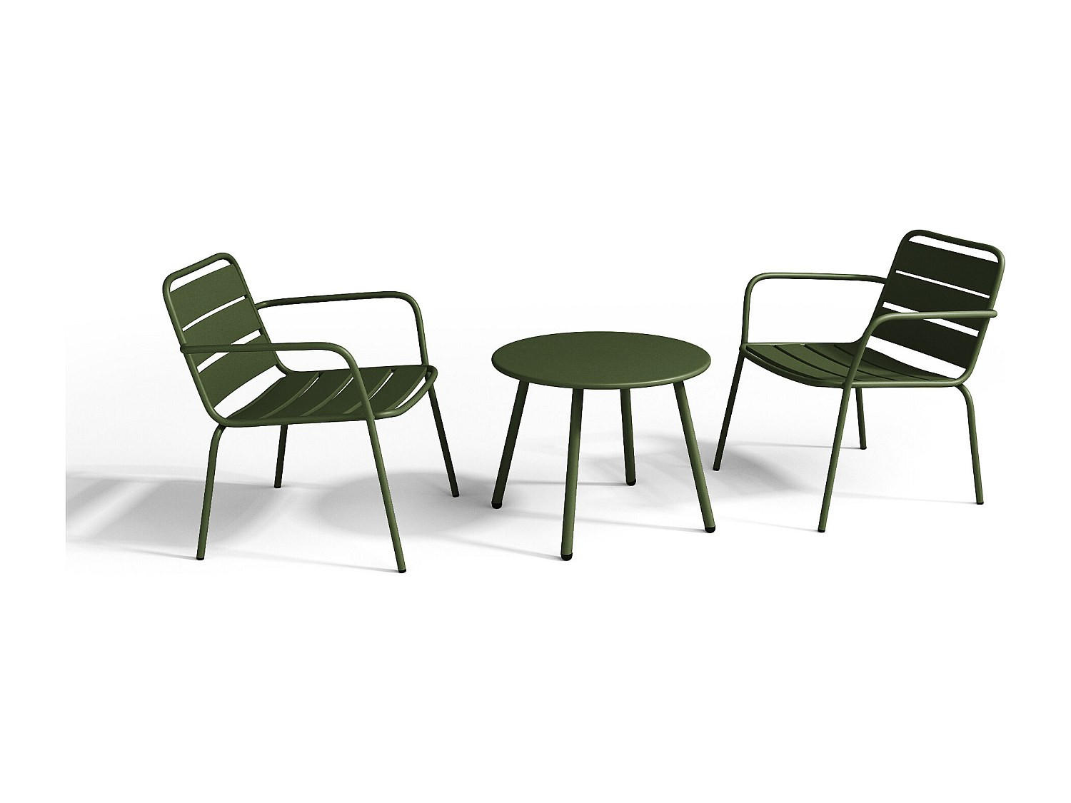 GARTENSITZGRUPPE im Set - 2 -Sitzer - Stahl - khaki - MIRMANDE - Olivgrün, Metall - Vente-Unique