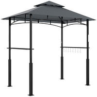 GRILLPAVILLON mit LED 243 x 148 x 248 cm - Dunkelgrau, Metall (148/248/243cm) - Outsunny