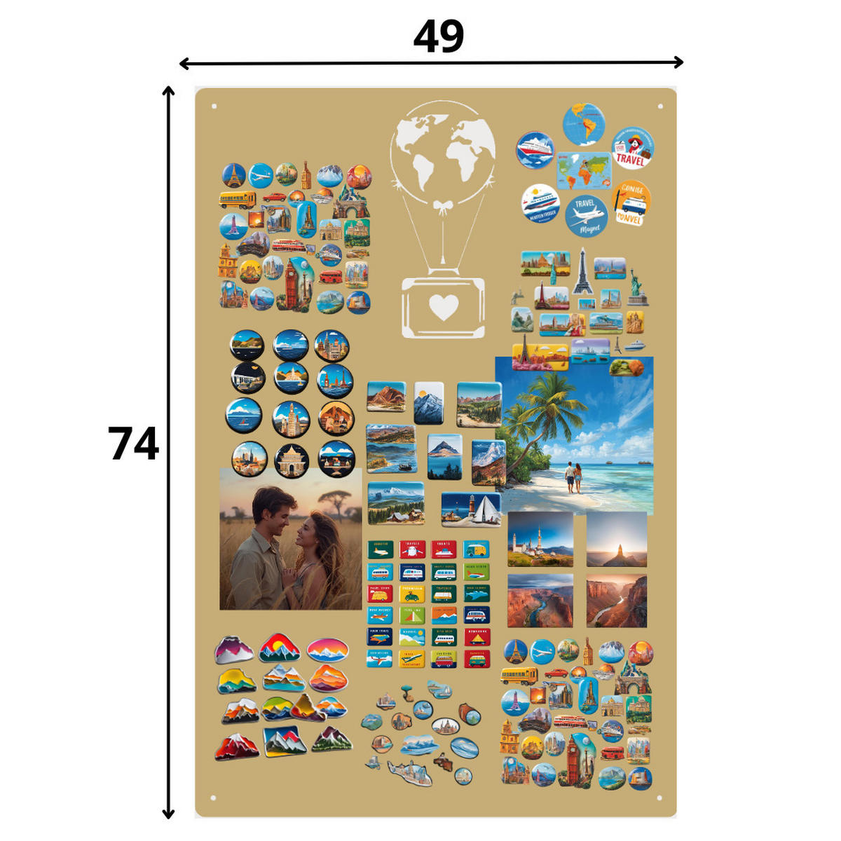 MAGNETTAFEL für Erinnerungen Koffer Goldfarben 74x49 cm - Goldfarben, Metall (49/74/0.7cm) - ANWICAR