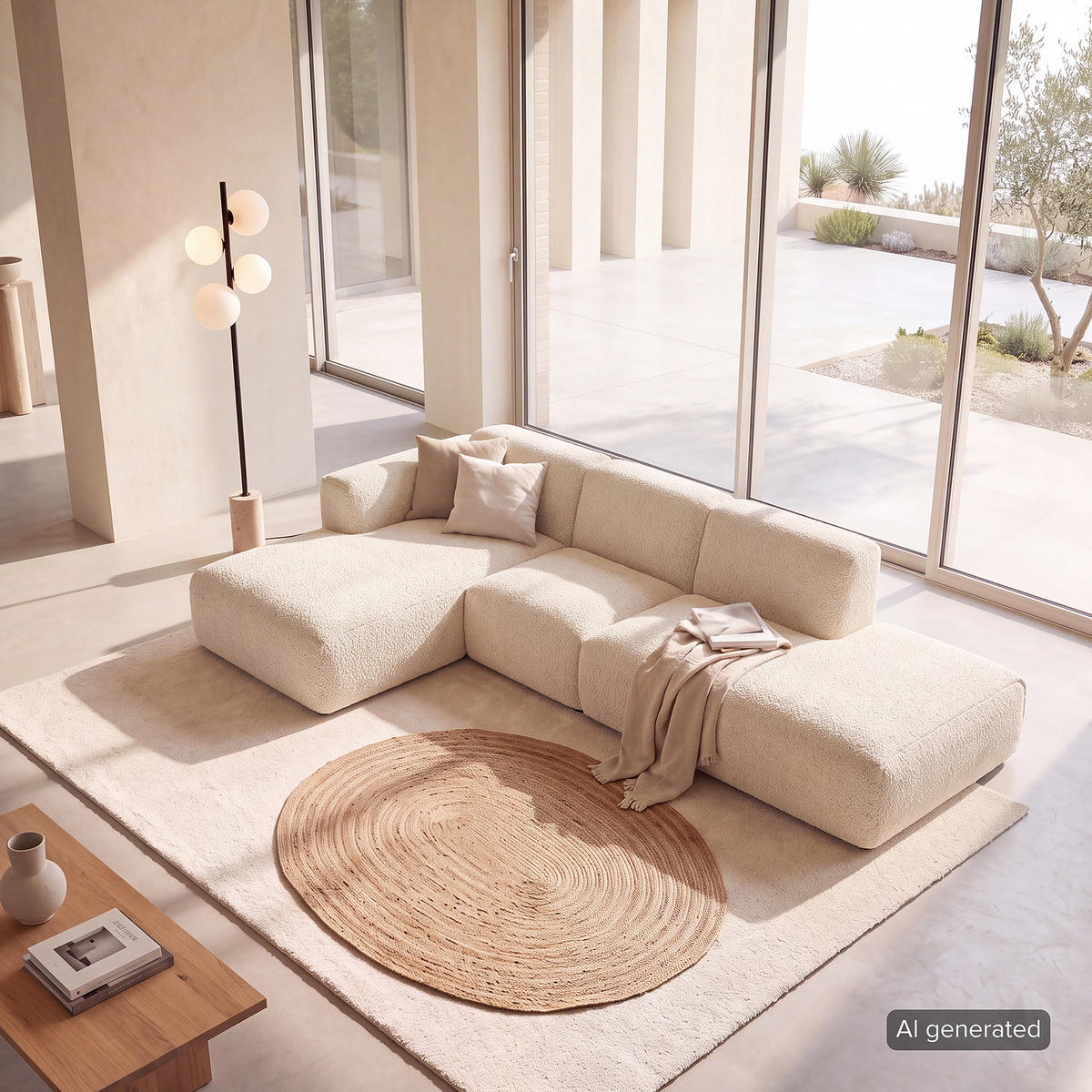 ECKSOFA mit Chaiselongue - Beige/Schwarz, Kunststoff/Textil (290/173cm) - home24