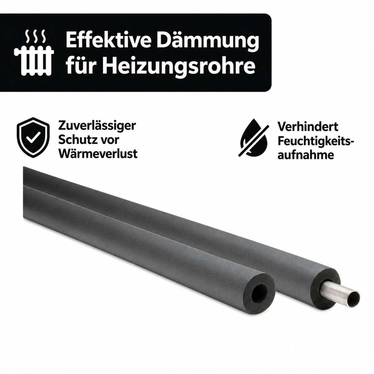ROHRISOLIERUNG - Schwarz, Kunststoff (65/35/10cm) - BONI-SHOP