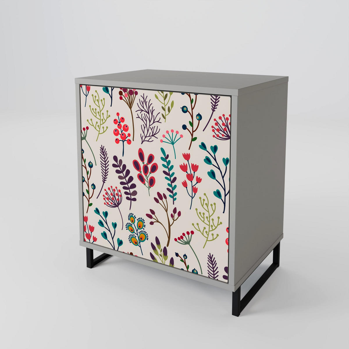 SIDEBOARD AUTUMN SUNDRIES, Grau, 57,5x42x57,5 cm, Ohne Füße - Multicolor/Grau, Holzwerkstoff (57.5/57.5/42cm) - SpaceRebels