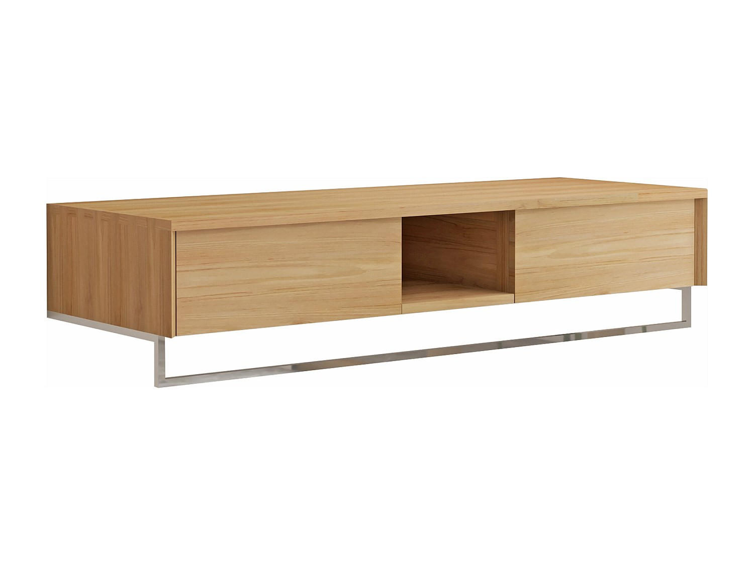 WASCHBECKENUNTERSCHRANK - 140cm x 50cm - Teakholz - naturfarben hell - KUPANG - Naturfarben, Holz (140/32/50cm) - Vente-Unique