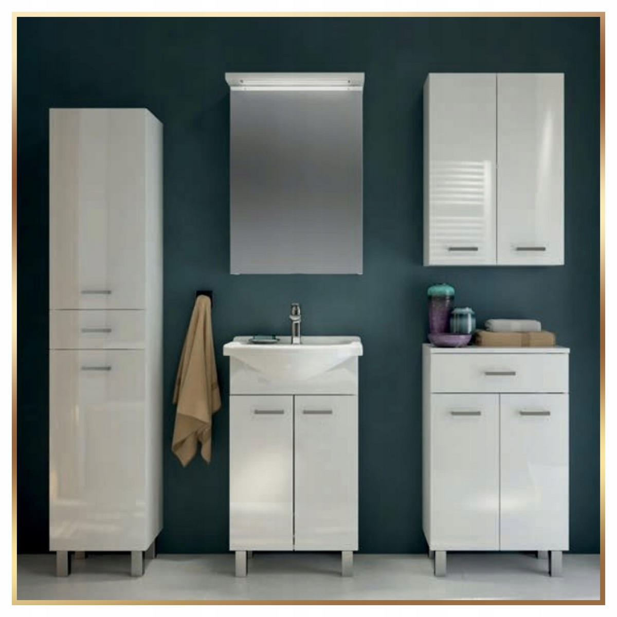 WASCHTISCHKOMBI 43cm mit Waschbecken + Armatur + Siphon weiß - Weiß, Holzwerkstoff (43/80/25cm) - Stamar