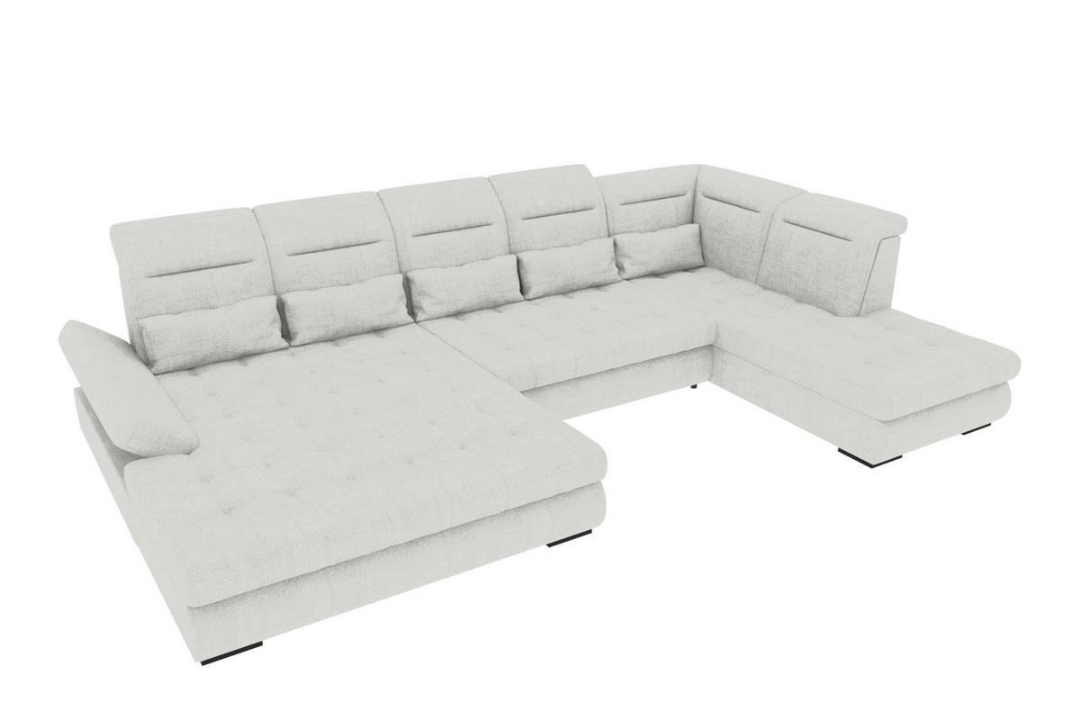 WOHNLANDSCHAFT Toscana Strukturstoff inkl. Schlaffunktion - Creme, Textil (208/87/358cm) - 99rooms