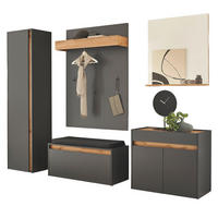 GARDEROBEN-SET 6-teilig grau, Eiche Wotan, Garderobenkombination, viel Stauraum - Silberfarben/Eiche Wotan, Glas/Holzwerkstoff (260/200/40cm) - Furn.Design