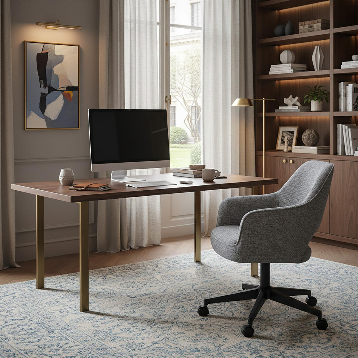 BÜROSTUHL Mika-Ilvy 2er-Set - Dunkelgrau/Schwarz, Textil/Metall (60/84/65cm) - DUBI Möbel