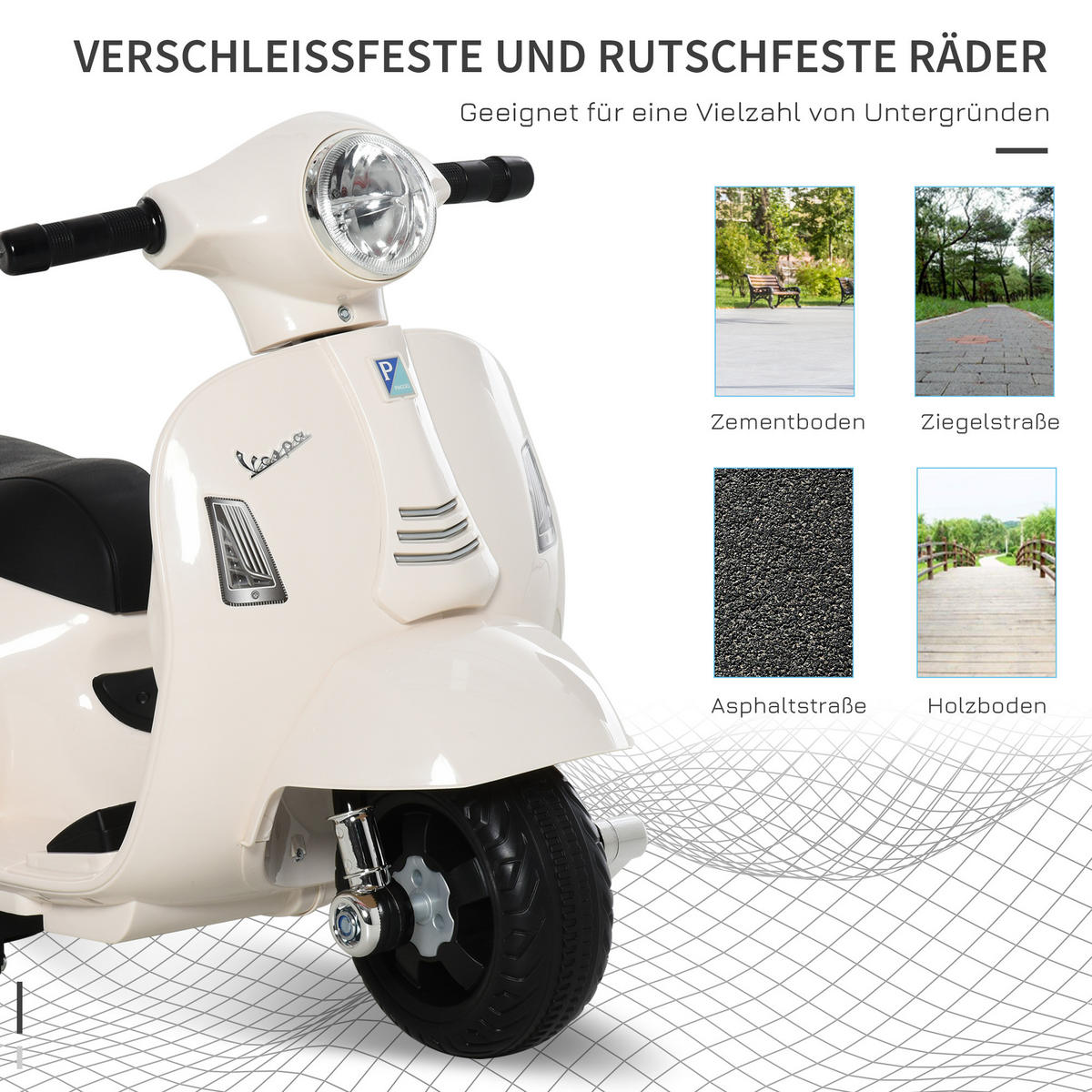 ELEKTRO KINDERMOTORRAD, Grün/ Rot/Weiß, Kunststoff-+ Metall - Weiß, Metall (66.5/38/52cm) - HOMCOM