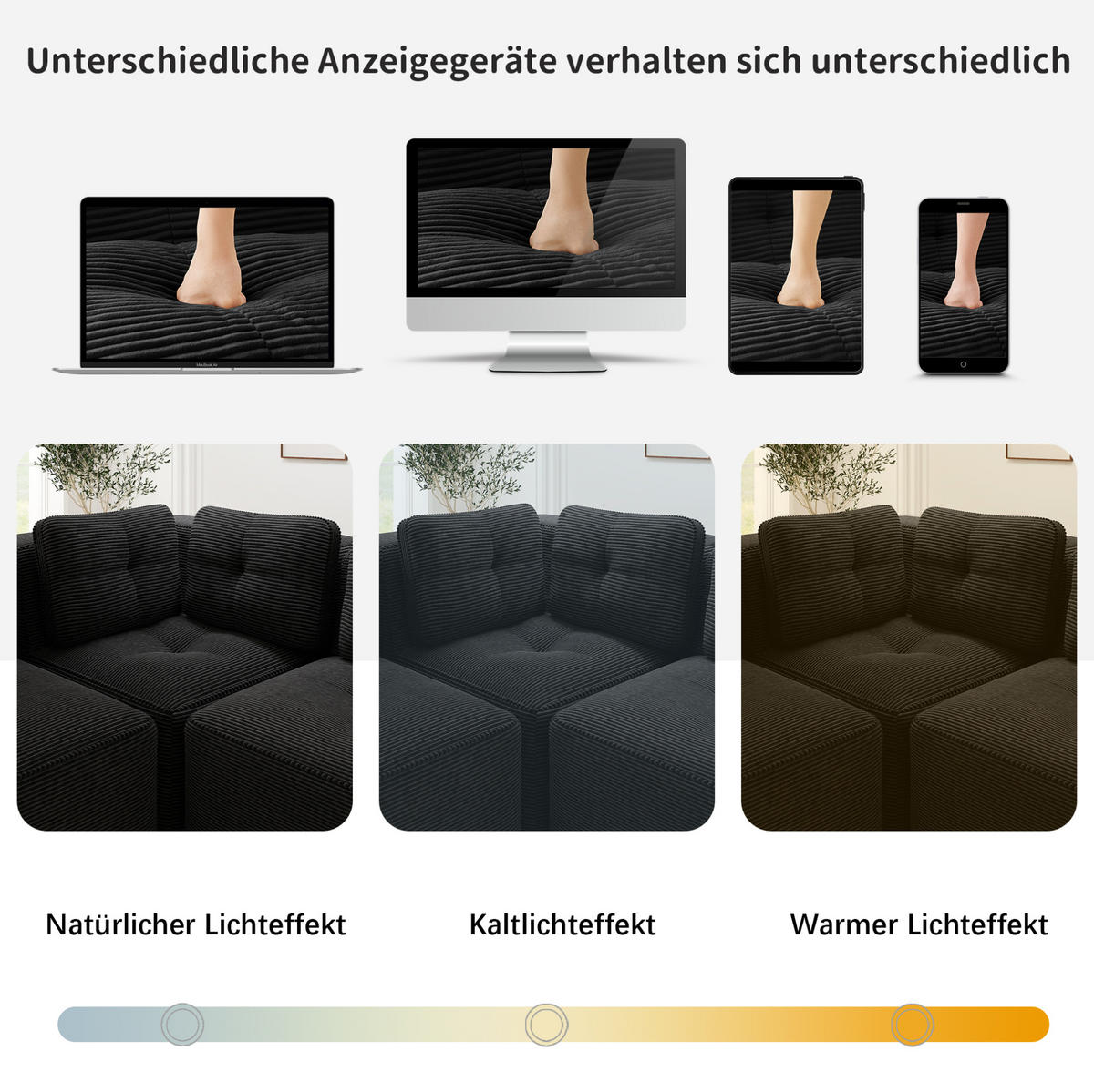 ECKSOFA 386/177/69 cm schwarz aus Cord mit modularem Design und rutschfestem Standfuß - Schwarz, Textil (177/386cm) - OKWISH