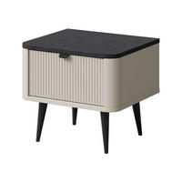 NACHTKONSOLE Kaschmir / Graustein 50 / 40 / 42cm (2er-Set) - Kaschmir/Beige, Holz/Holzwerkstoff (50/42/40cm) - Feldmann-Wohnen