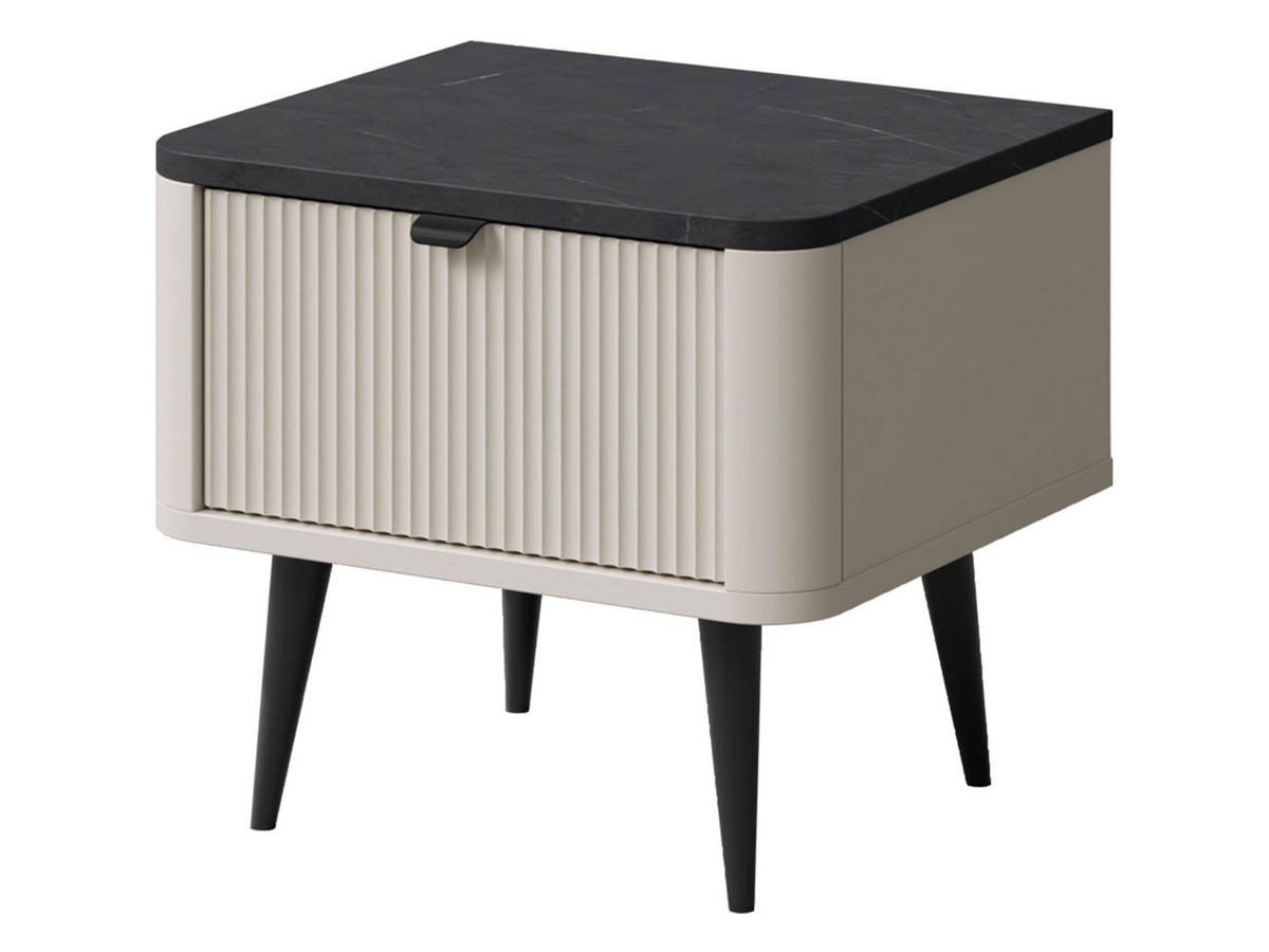 NACHTKONSOLE Kaschmir / Graustein 50 / 40 / 42cm (2er-Set) - Kaschmir/Beige, Holz/Holzwerkstoff (50/42/40cm) - Feldmann-Wohnen