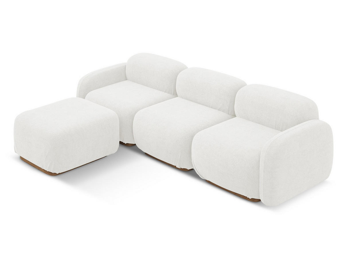 ECKSOFA Beidseitig Bouclé Stoff Weiß - Weiß/Braun, Holz/Textil (270/190cm) - Makamii