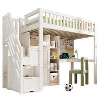 HOCHBETT 90/200 cm Weiß mit Schreibtisch, Kleiderschrank und USB-/Type-C-Anschlüssen - Weiß, Holzwerkstoff (90/200cm) - Flora Grace