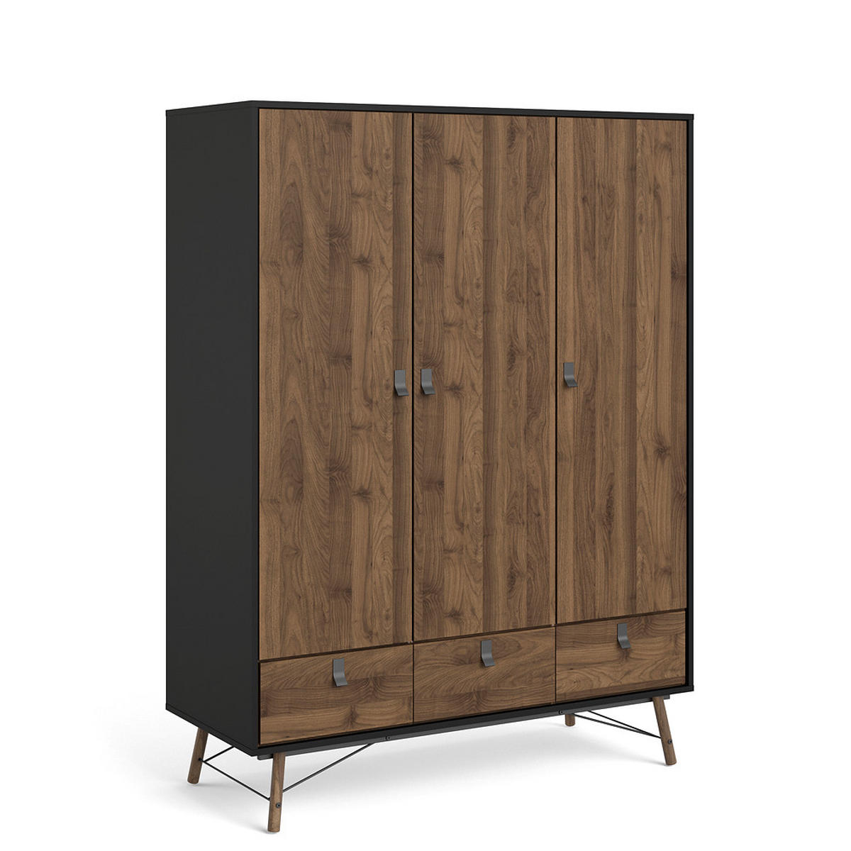 KLEIDERSCHRANK Walnuss Dekor - Schwarz, Holzwerkstoff (150/200/60cm) - ebuy24