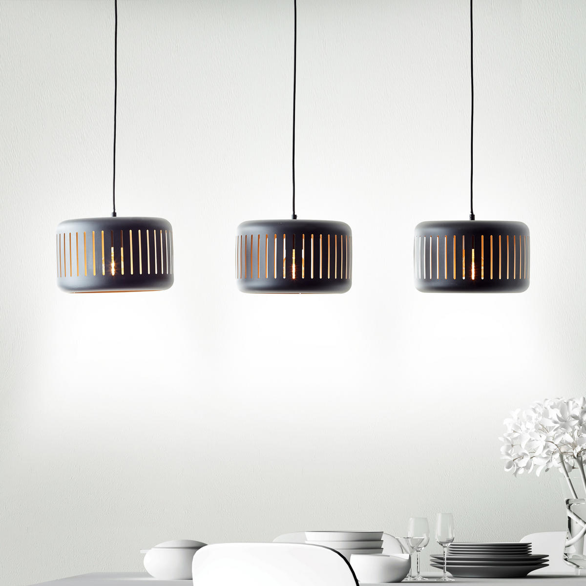 PENDELLEUCHTE Tyas 99800/86 - Schwarz, Holz (27/110/120cm) - Brilliant