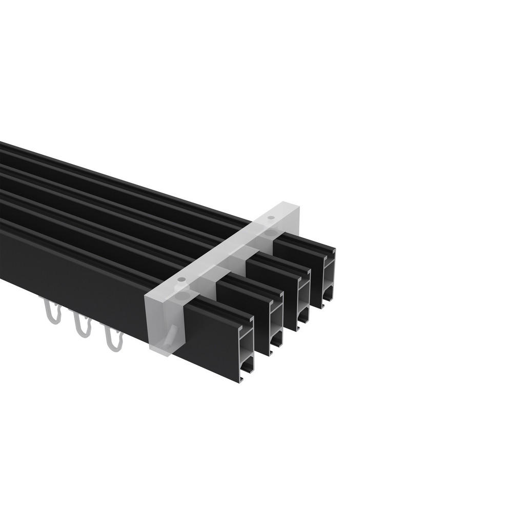 Thumbnail - Interdeco Innenlauf-Gardinenstangen-Set, Schwarz, Metall, 480 cm, Wohntextilien, Gardinen & Vorhänge, Gardinen-Stangen