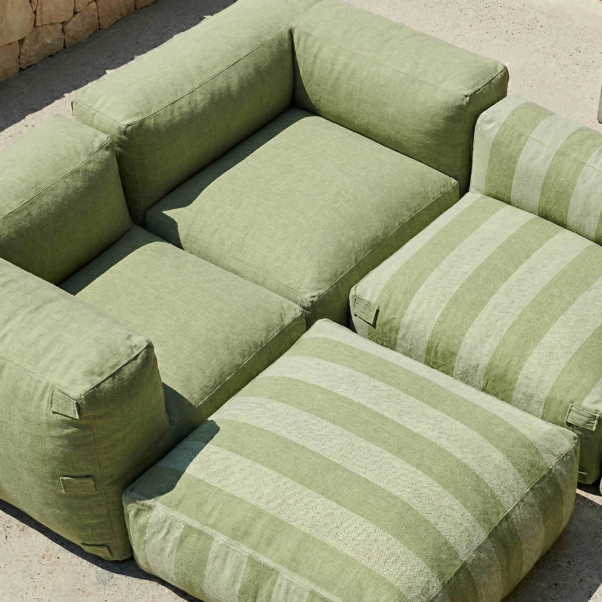 GARTENSOFA mit 4 Sitzplätzen, Kaktusgrünen - Grün, Textil - Oviala