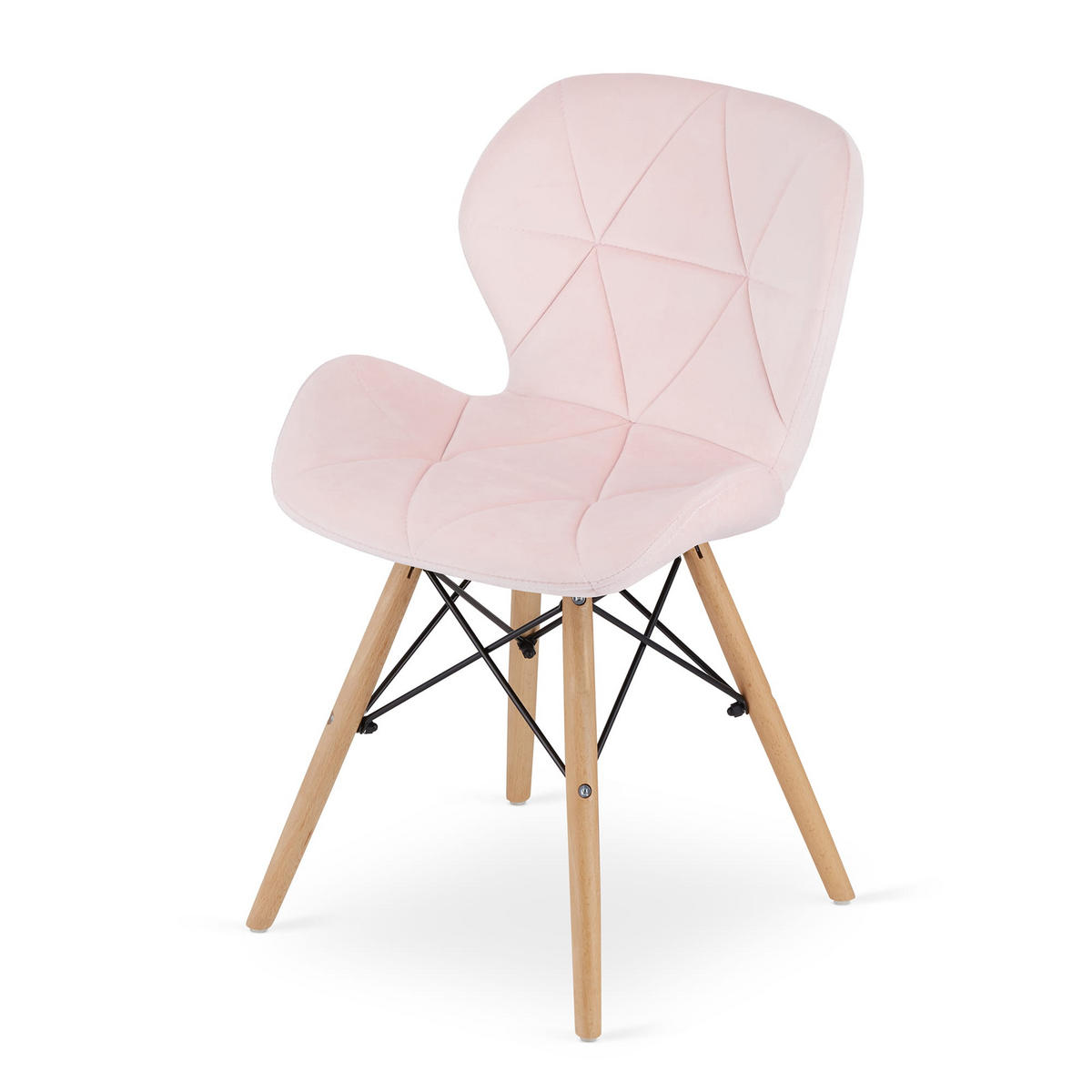 STUHL AMATRICE 4-er Set, Rosa, mit Samtstoff gepolstert - Rosa, Holz/Textil (48/74/53cm) - Komodee