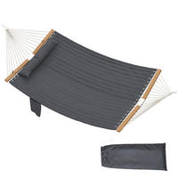 HÄNGEMATTE DE-06754 zweilagig mit Kopfstütze - Grau, Holz/Textil (325/2.5/140cm) - ComfortXL