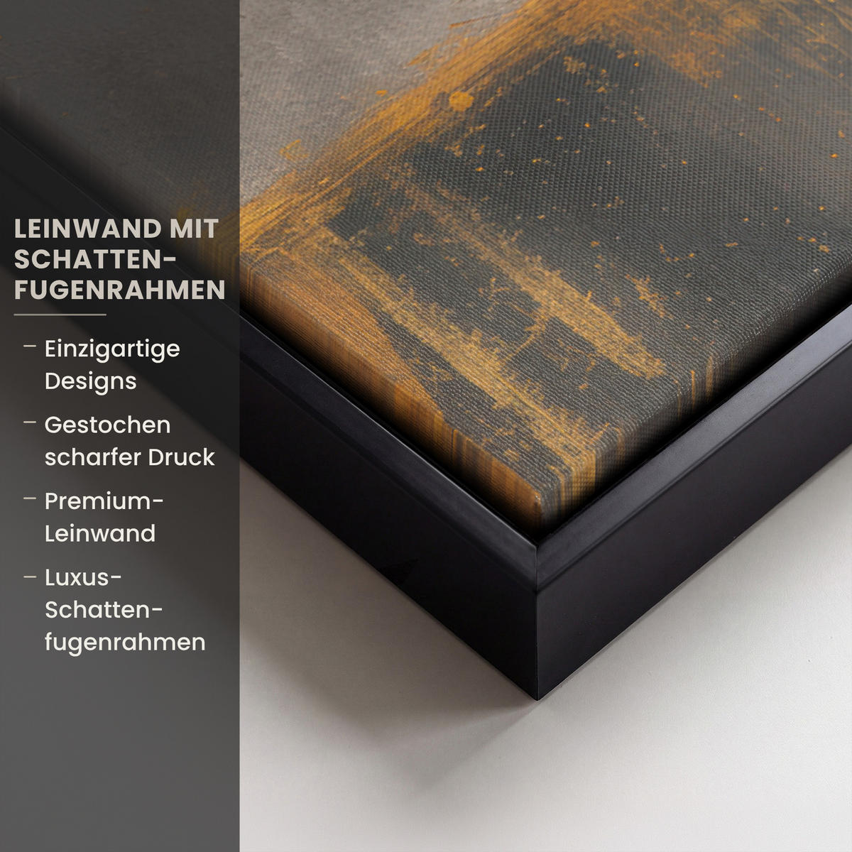 LEINWAND Bilder mit Rahmen - Baum - Blätter - Gold - Abstrakt - 60x40 - Grau, Textil (60/40cm) - MuchoWow