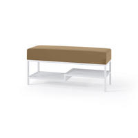 POLSTERBANK MELLO 80 Dunkelbeige, Weißes Gestell - Beige/Weiß, Textil/Metall (80/45/35cm) - Bettso