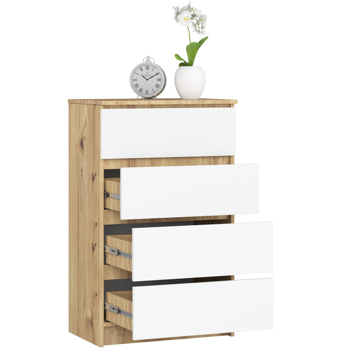 KOMMODE Eiche Artisan, Weiß 60x40x99 cm - Eiche Artisan/Weiß, Holzwerkstoff (60/99/40cm) - Akord