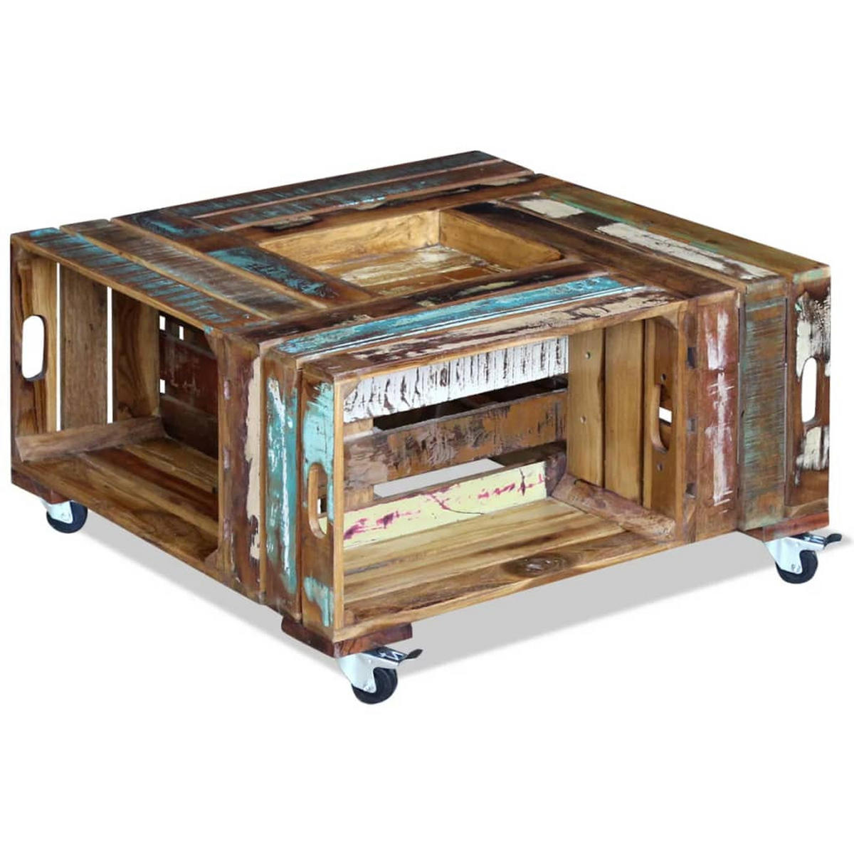 COUCHTISCH Altholz Massiv 70x70x35 cm - Multicolor, Holz (70/70/35cm) - furnicato