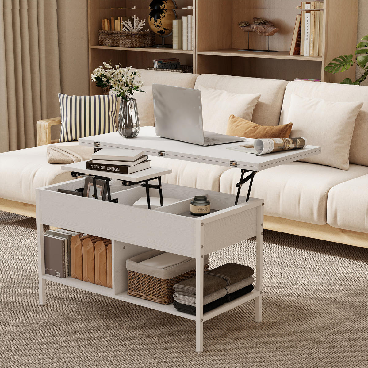 COUCHTISCH PANG-M4K7W2 Weiß - Weiß, Holzwerkstoff (98/49/55cm) - PANGIVO